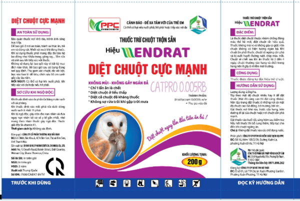 THUỐC DIỆT CHUỘT CATPRO 0.005RB – HIỆU ENDRAT GÓI 200GR